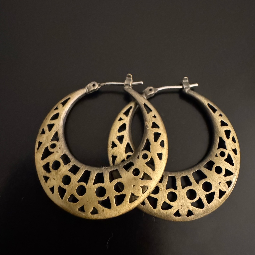 Vintage Boho Brass Bali Hoop Earrings